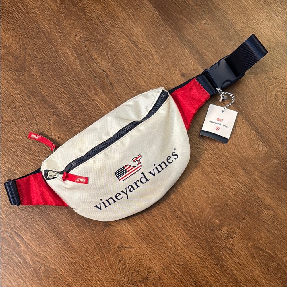 Vineyard Vines Belt Bag Red and Cream Sporty Style